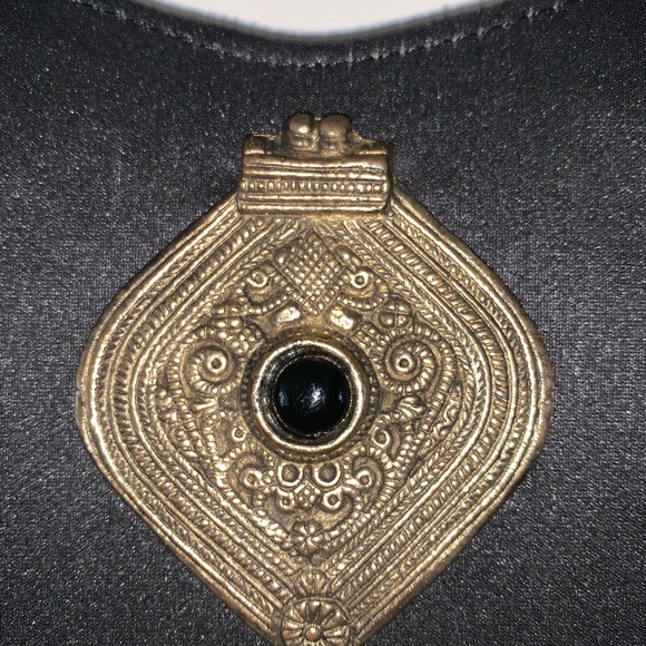 TONI Vintage Purse Black Cloth with Medallion - Picture 3 of 9